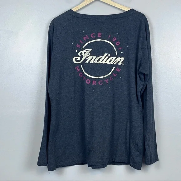 Indian Motorcycles Women's 100% Cotton Tie-Front Long Sleeve Top Size XL; Biker - Picture 3 of 13